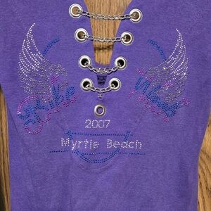 Purple Lace-Up Graphic Top